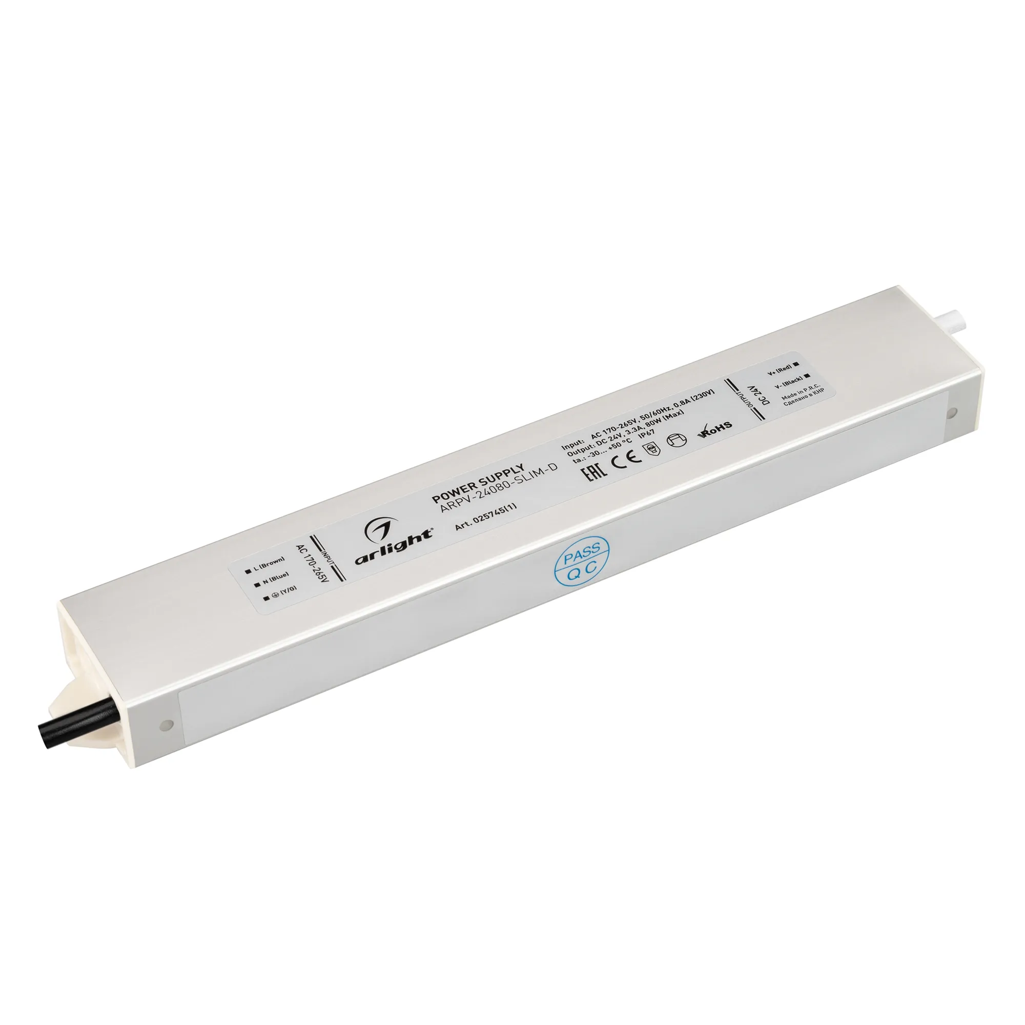 Блок питания ARPV-24080-SLIM-D (24V, 3.3A, 80W) (Arlight, IP67 Металл, 3 года) - изображение товара