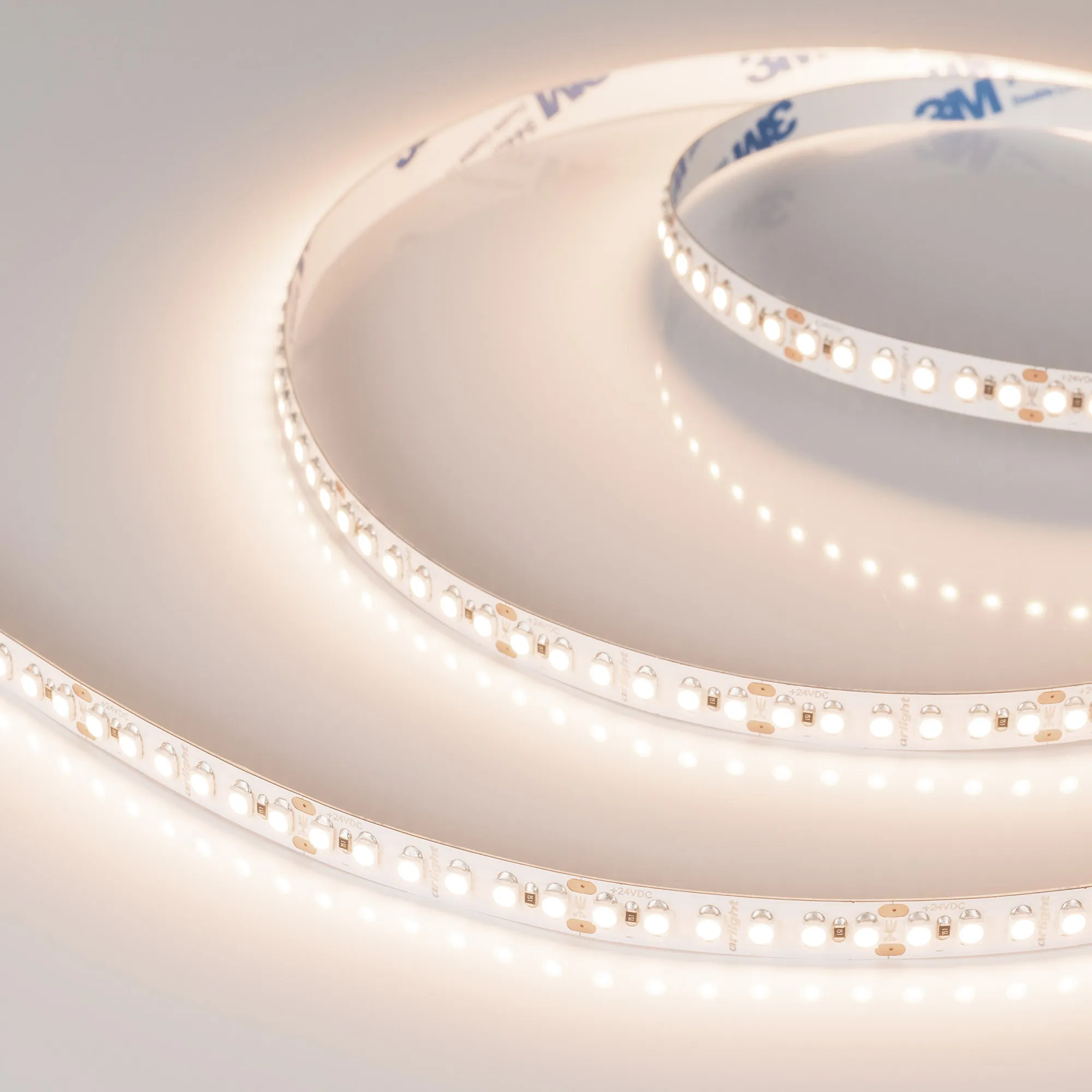 Лента светодиодная RT-A180-8mm 24V Warm3500 (14.4 W/m, IP20, 3528, 5m) (Arlight, Открытый)