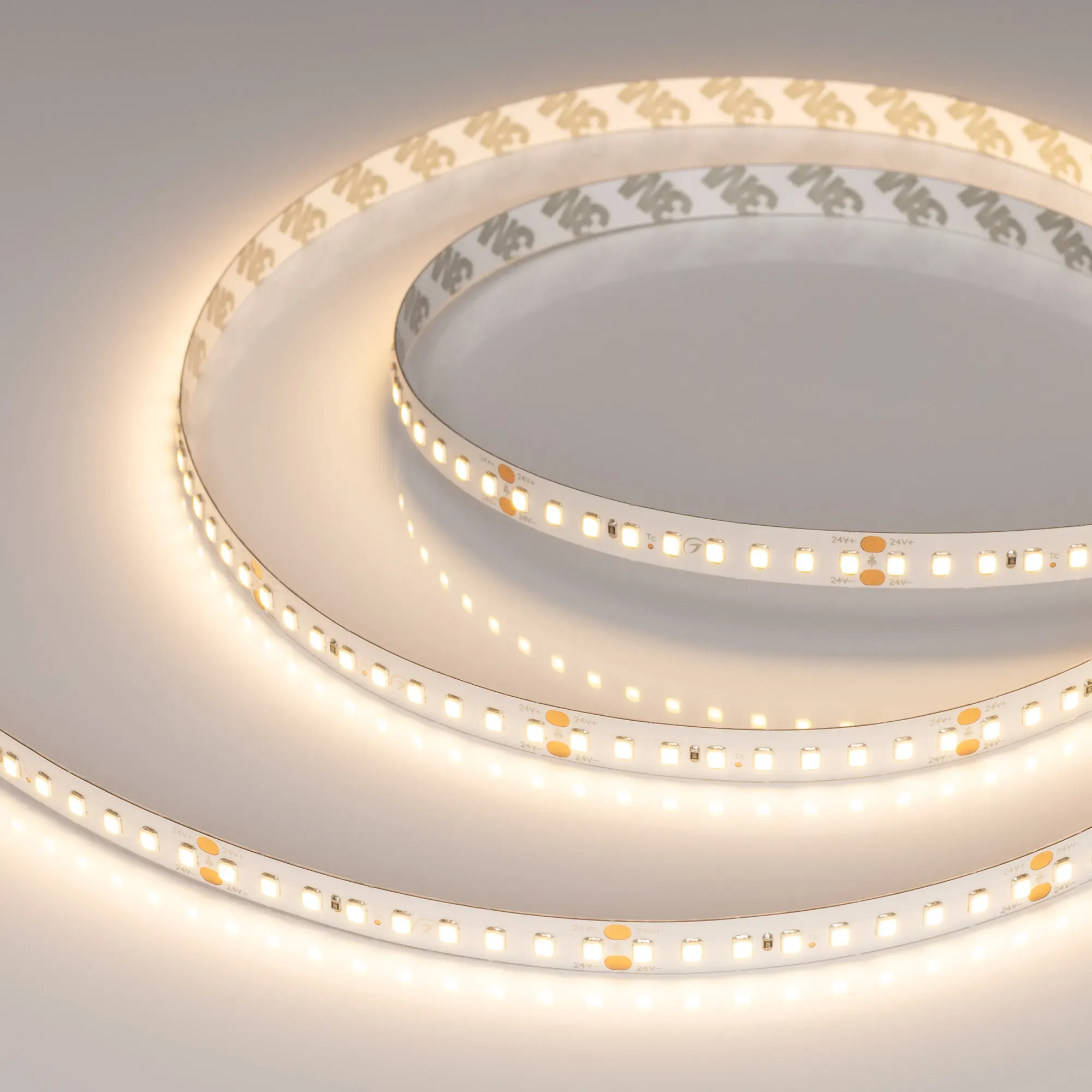 Лента светодиодная RT-A144-10mm 24V Warm3000 (7.7 W/m, IP20, 2835, 5m) (Arlight, высок.эфф.200 лм/Вт) - изображение товара