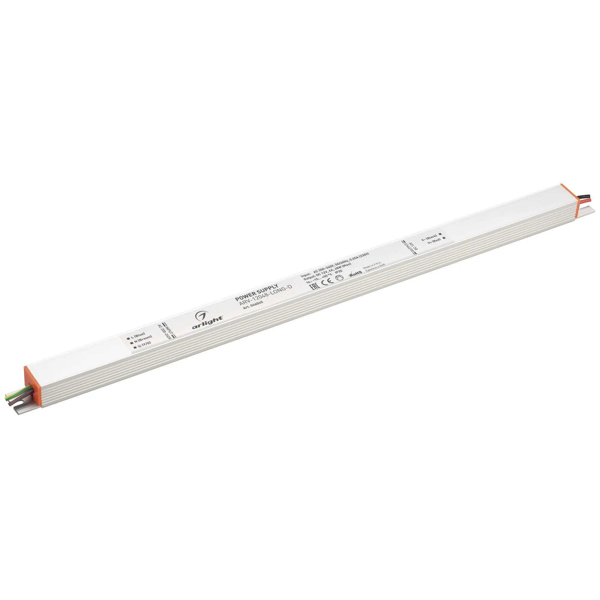 Блок питания ARV-12048-LONG-D (12V, 4A, 48W) (Arlight, IP20 Металл, 2 года) - изображение товара